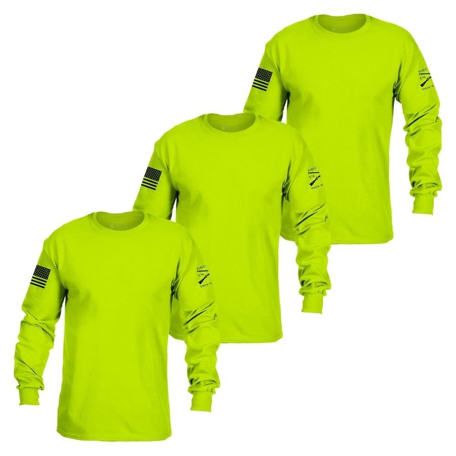 Grunt Style Basic Long Sleeve 3 Pack - Safety Green ls tees