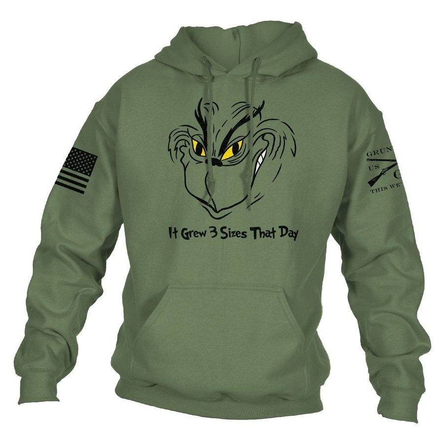 Grinch Grows Hoodie Military Green Grunt Style LLC