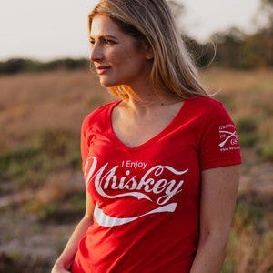 Women's Enjoy Whiskey V-Neck - Red