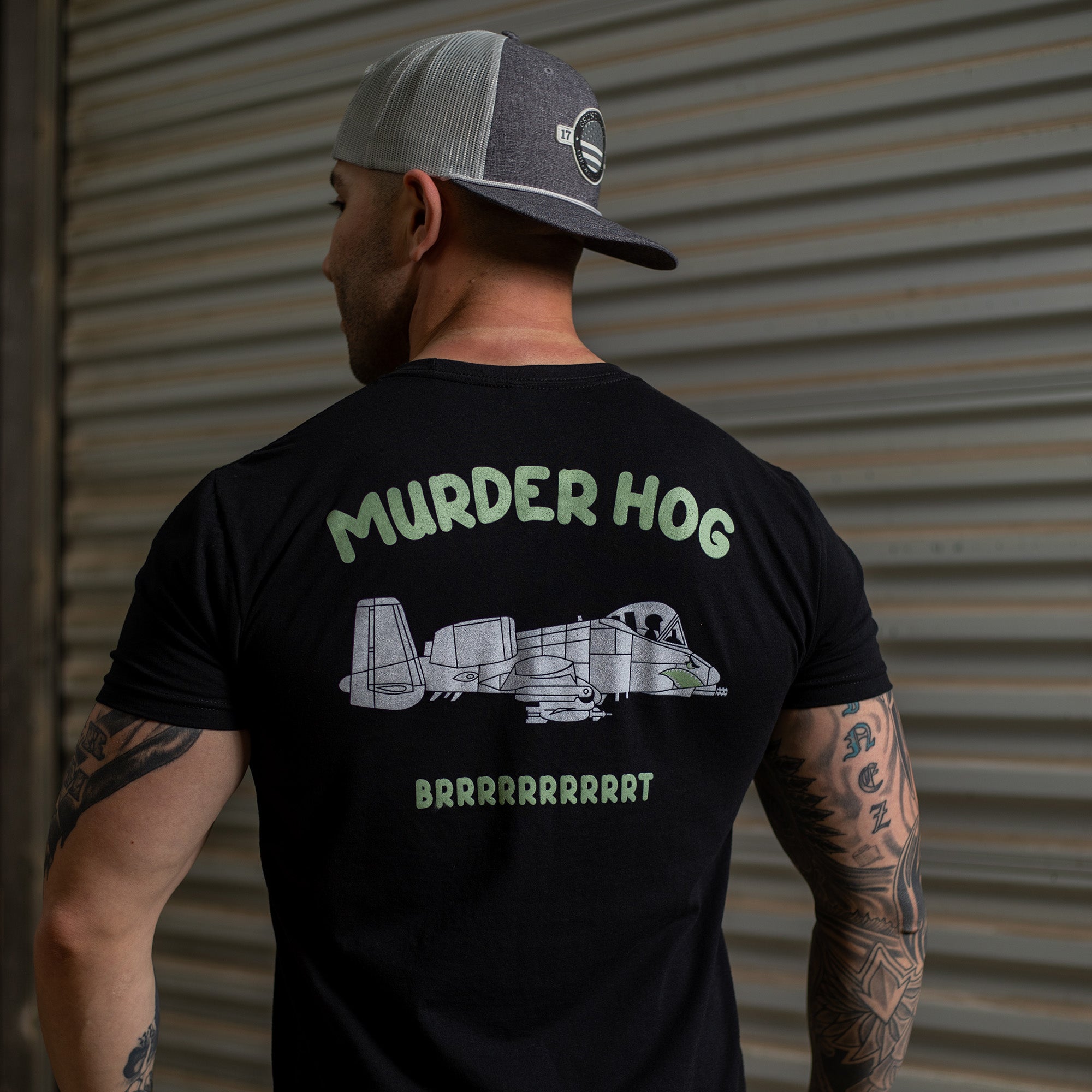 Murder Hog T-Shirt - Black, Men's Patriotic Sleeve Shirt | Grunt Style 