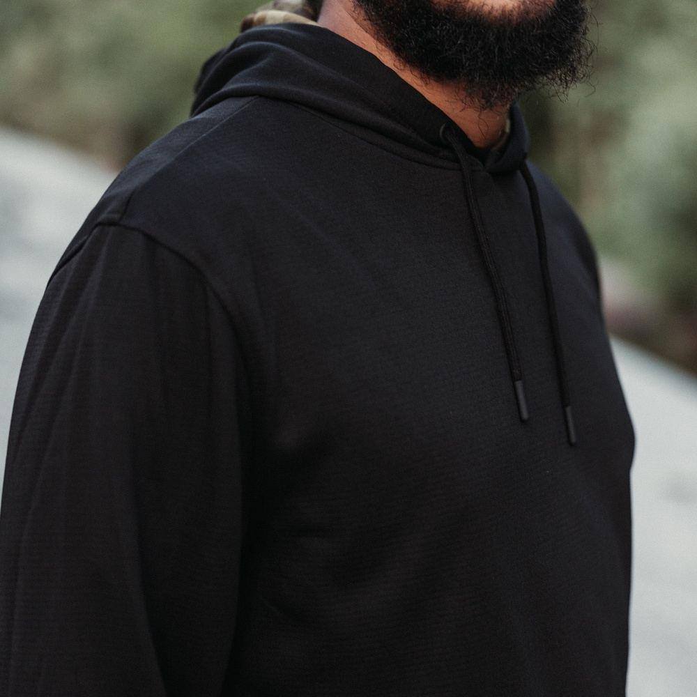 Waffle Top Black Hoodie 