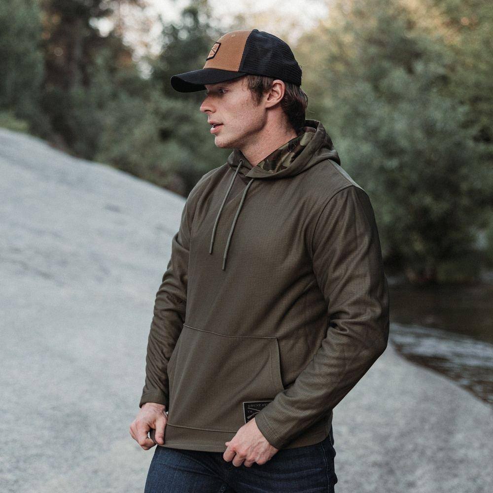 Military Green Hoodie - Waffle Top Hoodie 