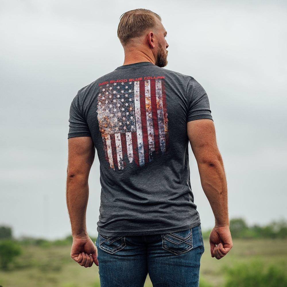 Red Blood Blue Collar Patriotic T-Shirt 