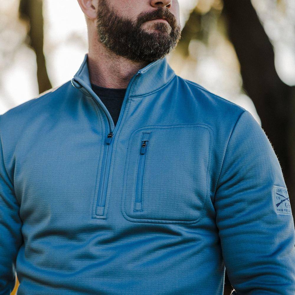 1/2 Zip Waffle Top - Captain's Blue