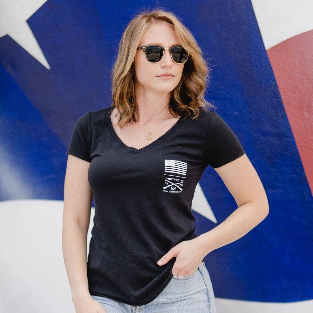 Liberty V-Neck - Patriotic Tops for Women – Grunt Style, LLC