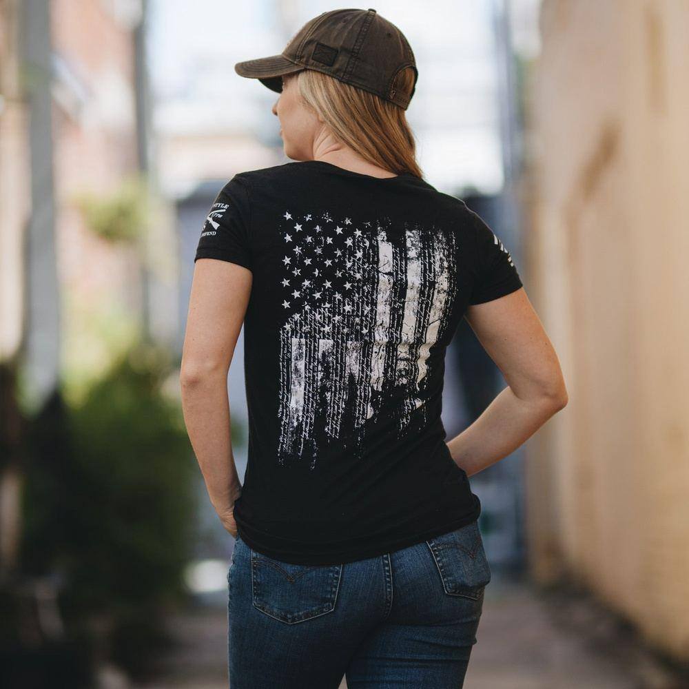 Patriotic Tops for Women - 1776 Flag V-Neck