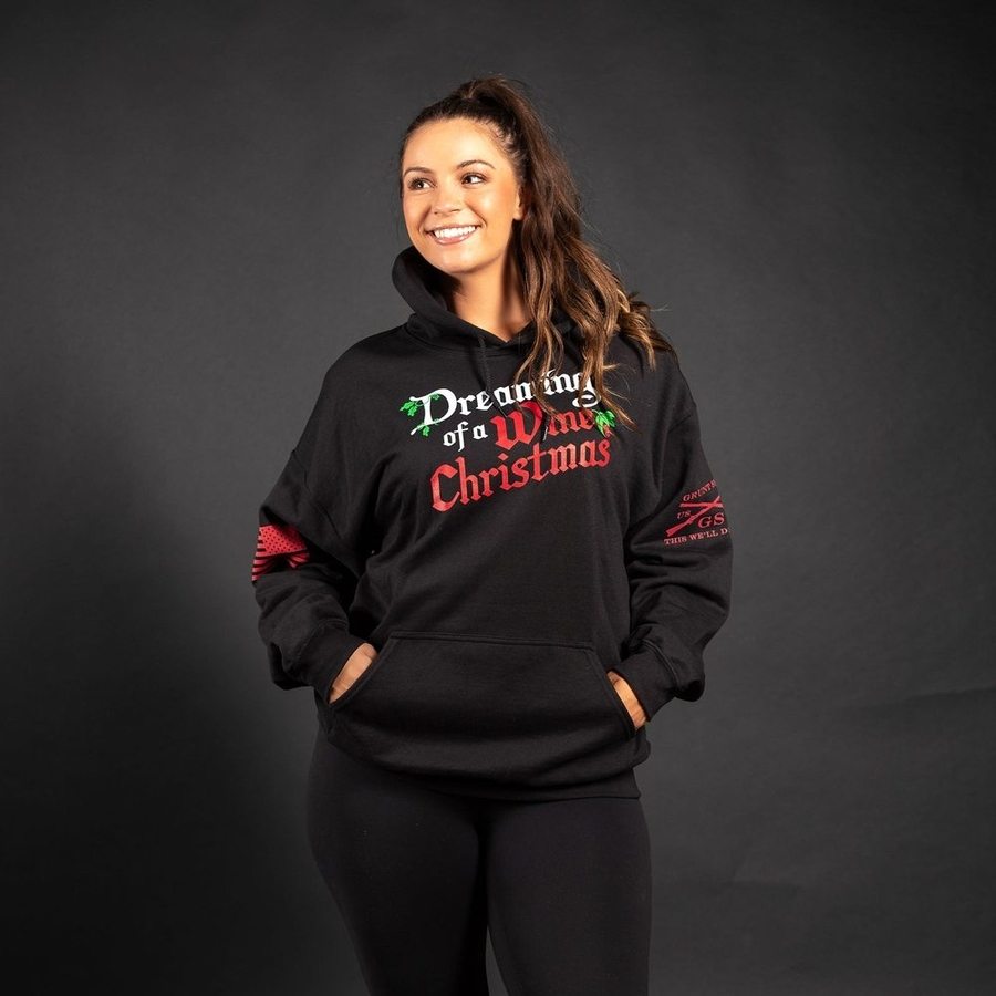 Women's Wine Christmas Hoodie - Black