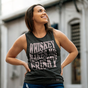 Women's Whiskey Makes Me Frisky Everyday Tank - Dark Heather Gray