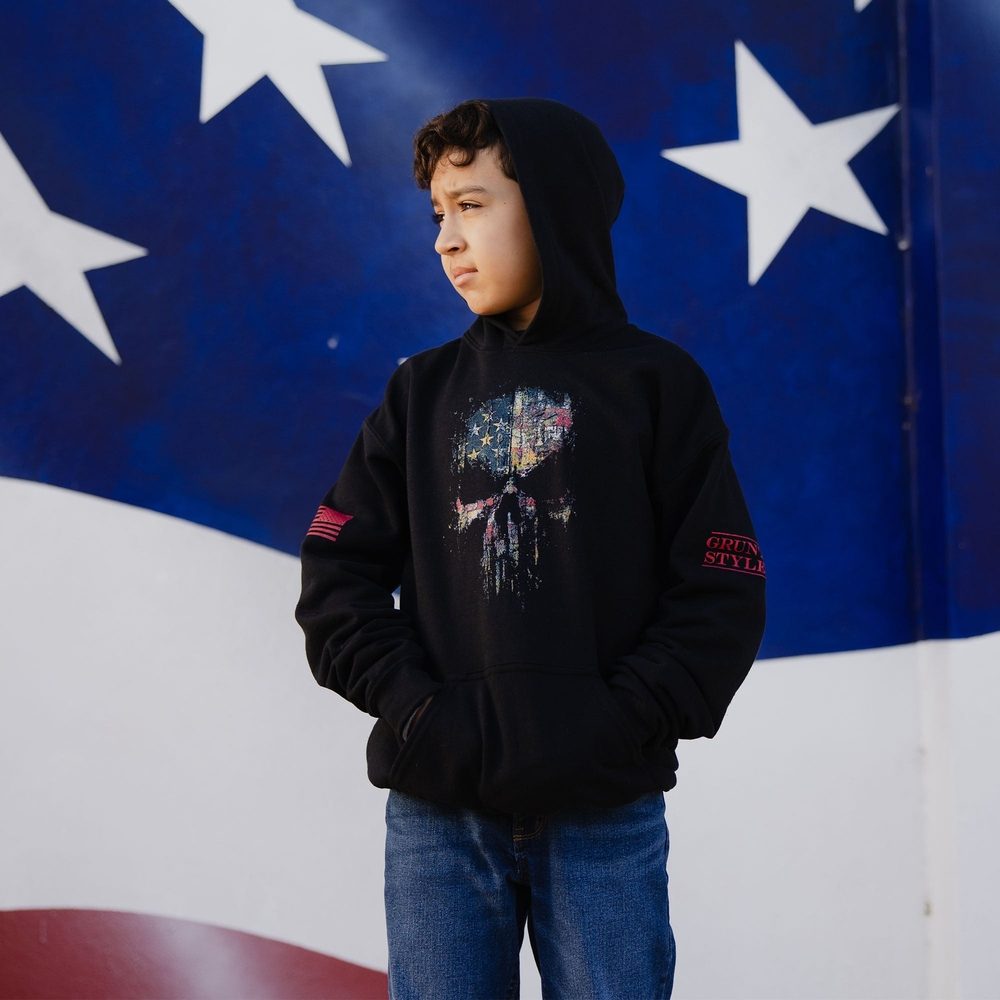 Youth Red Blood American Reaper Hoodie - Black