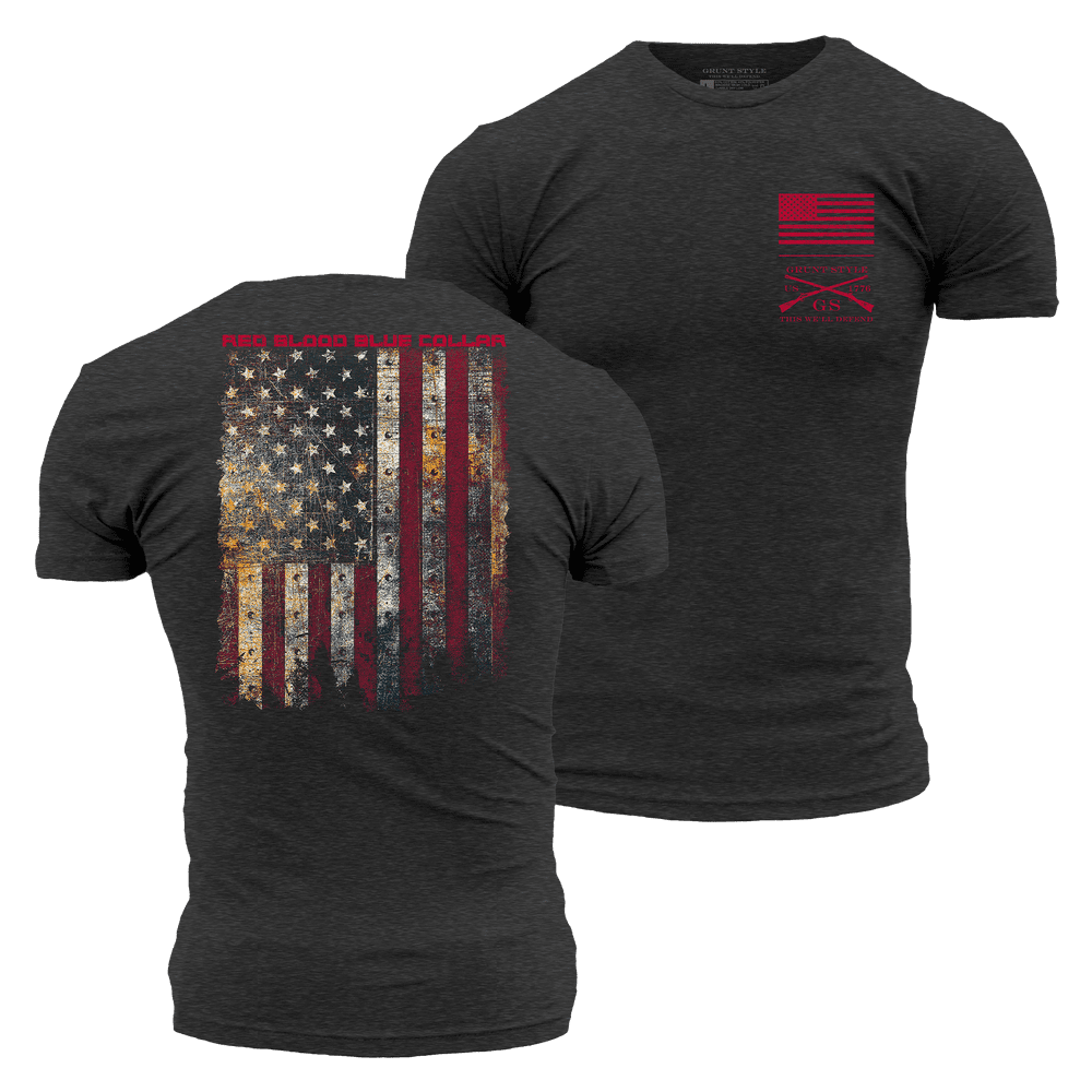 Red Blood Blue Collar Patriotic Shirt 