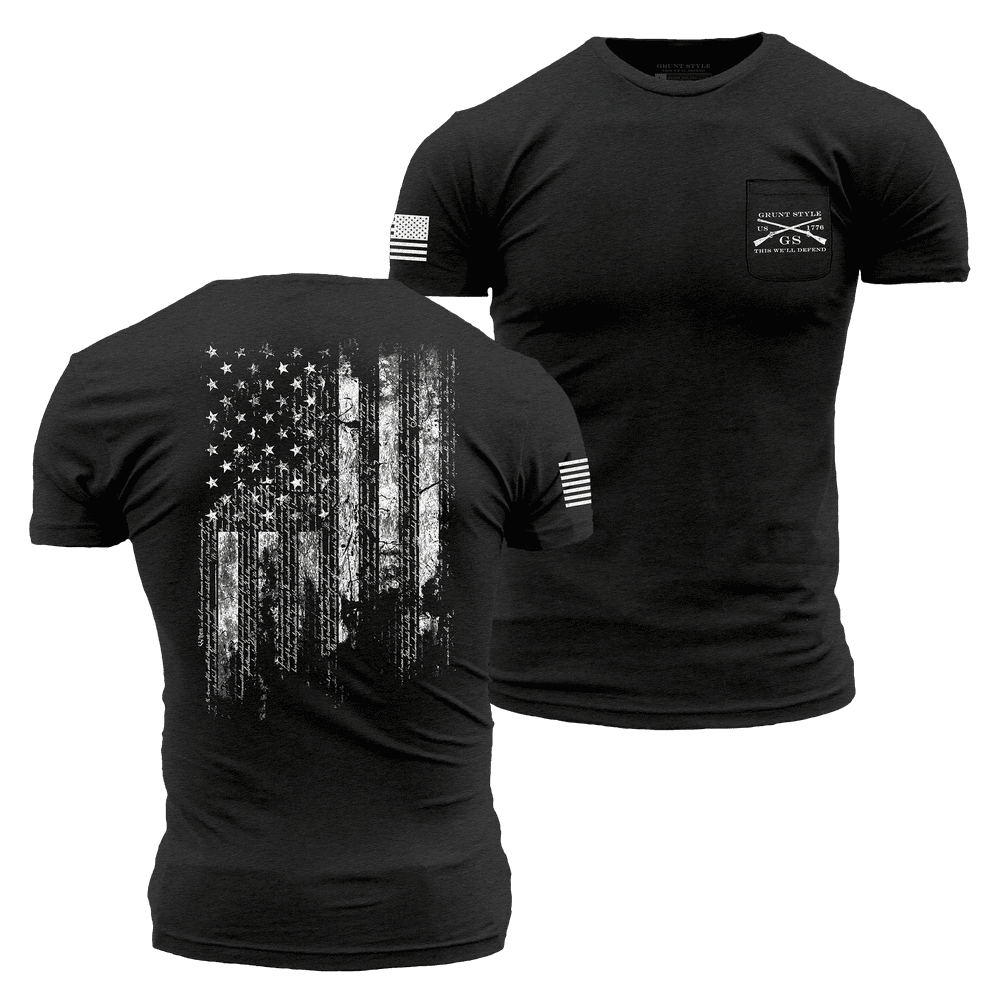 1776 Flag Pocket T-Shirt - Black Heather – Grunt Style, LLC