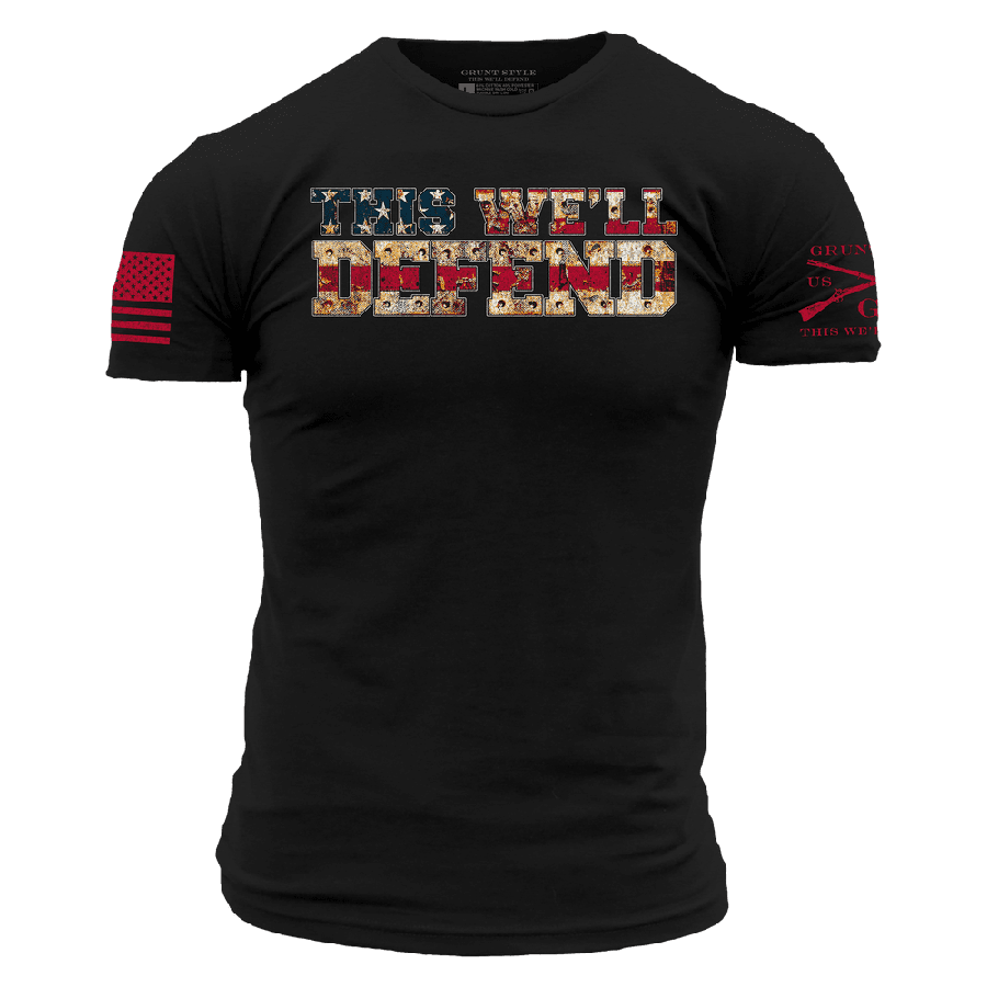 Red Blood This We'll Defend T-Shirt - Black – Grunt Style, LLC