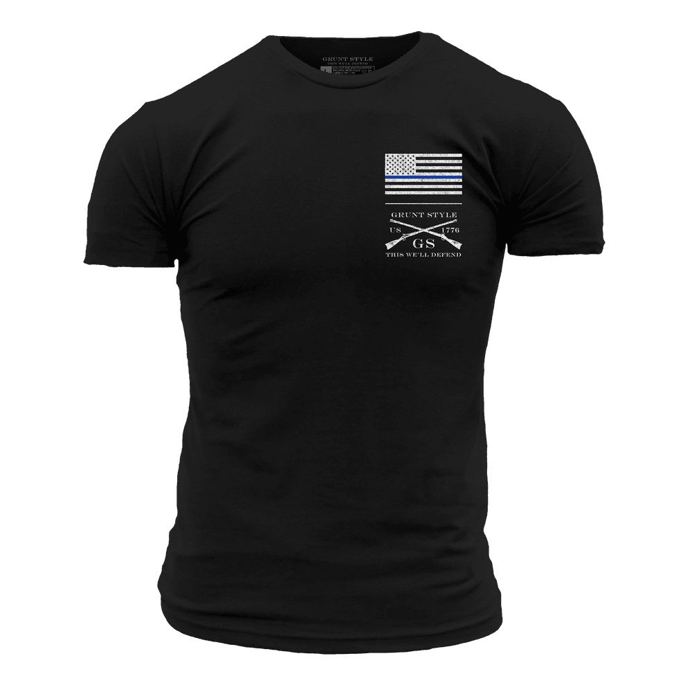 Basic Blue Line Flag - Police Shirt – Grunt Style, LLC