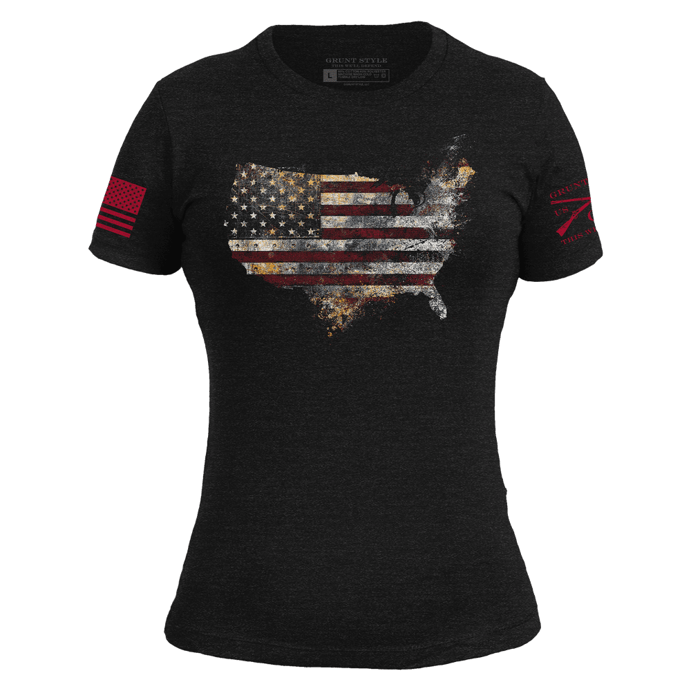 Women's Red Blood Nation Slim Fit T-Shirt - Black