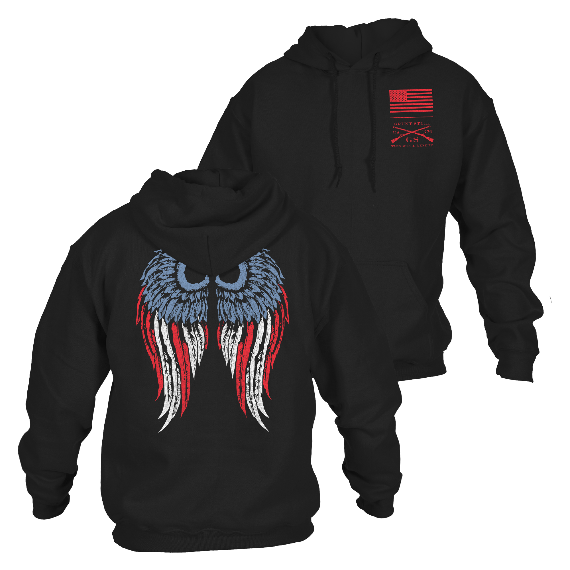 Women's Freedom Angel Hoodie - Black