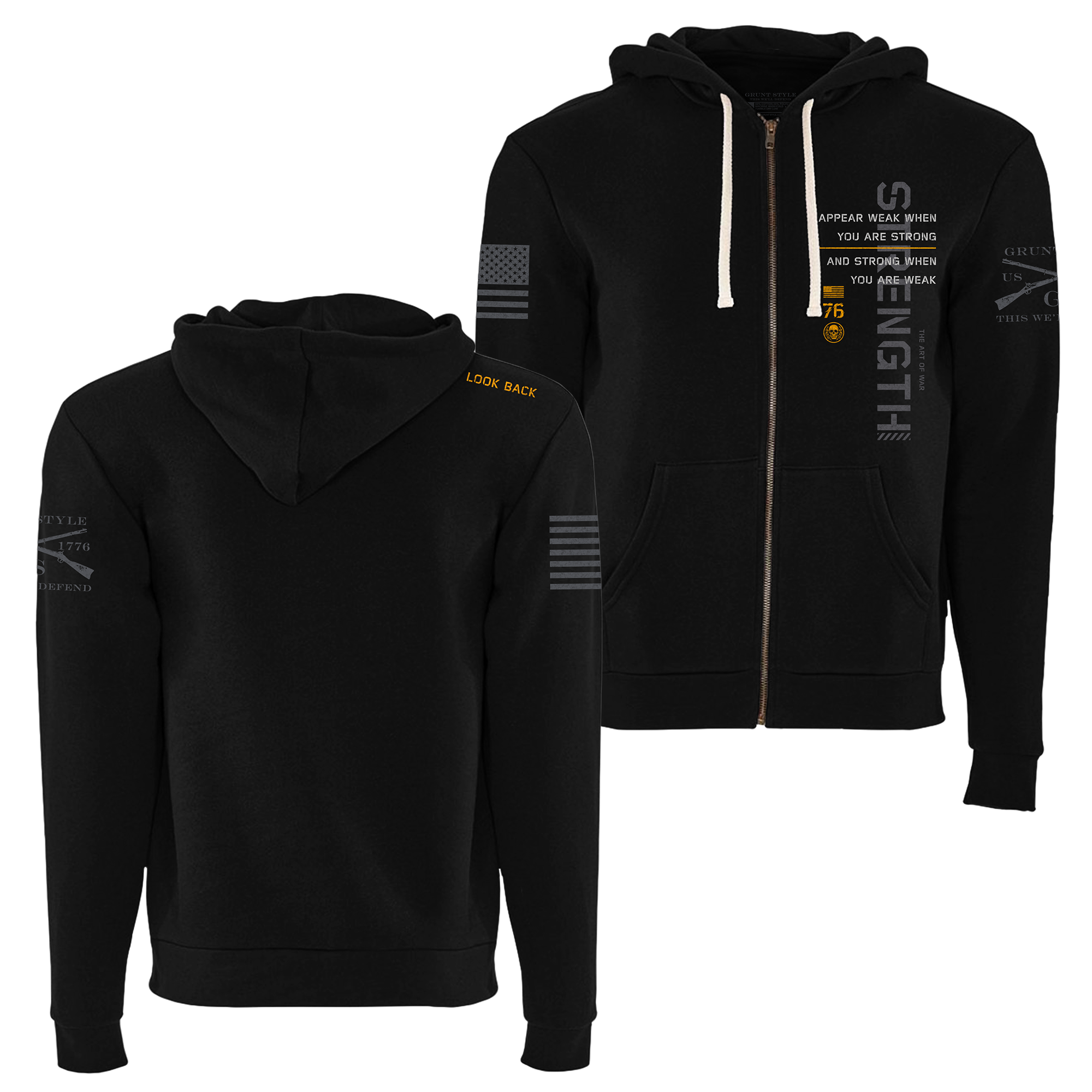 Don't Look Back Full-Zip Hoodie - Black