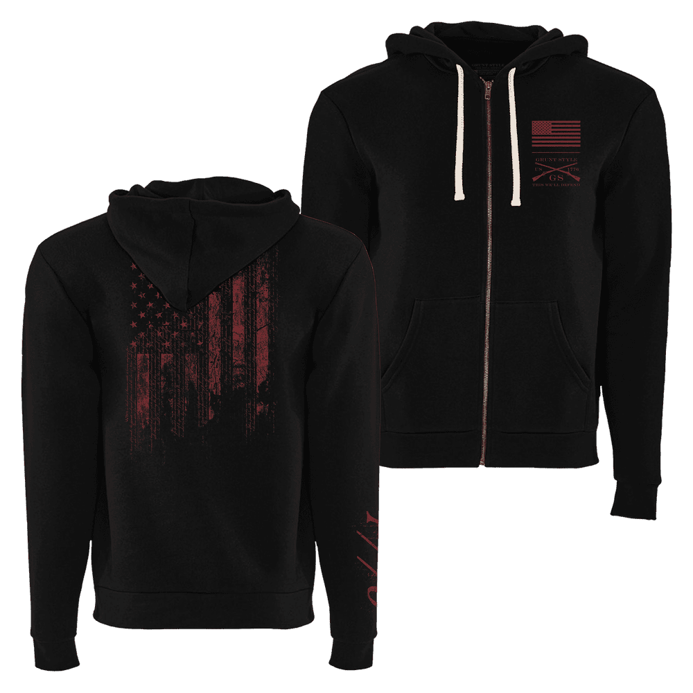 1776 Flag Full-Zip Hoodie - Black