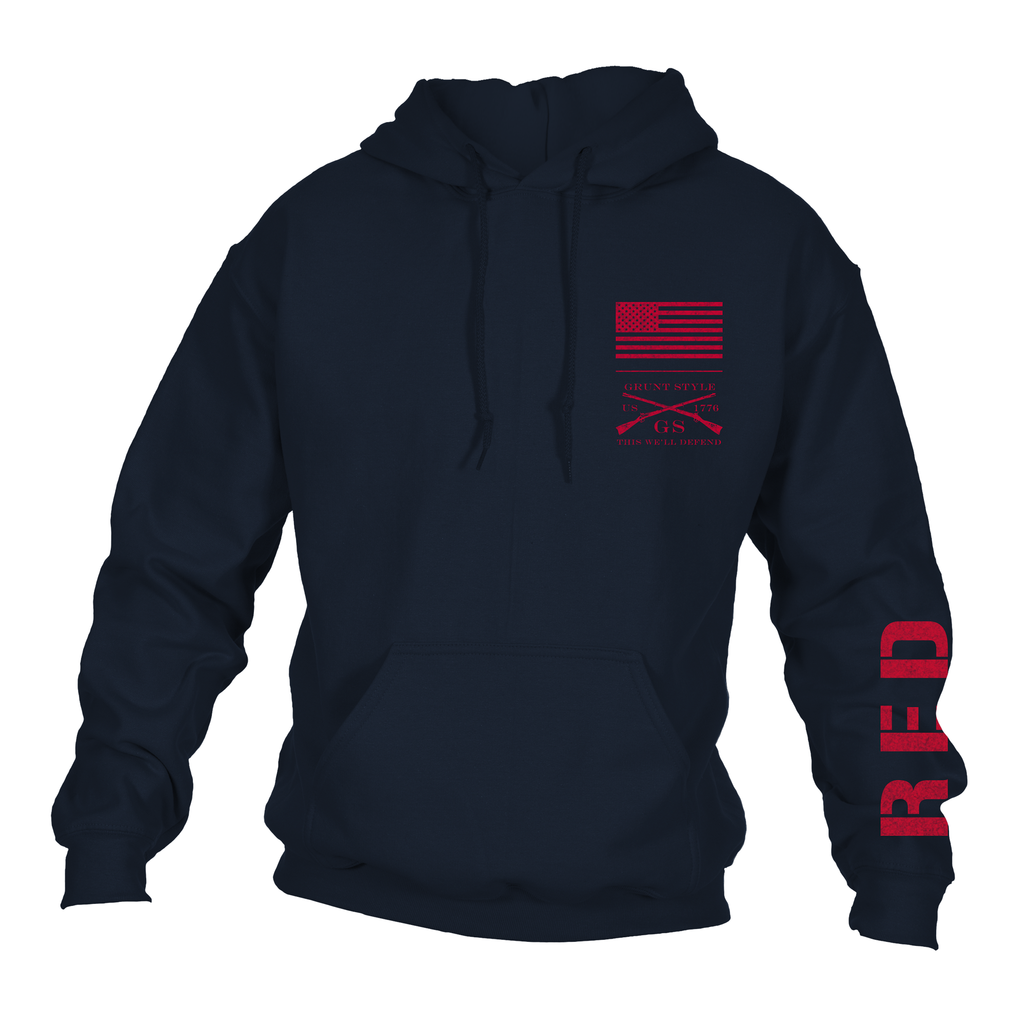 RED Friday Hoodie Navy Grunt Style LLC