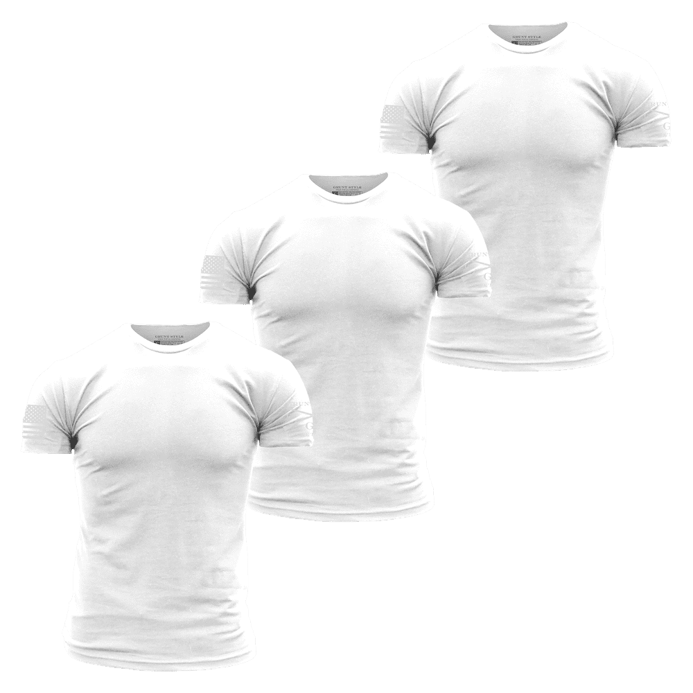 Grunt Style Basic T shirts White 3 Pack Patriotic Apparel