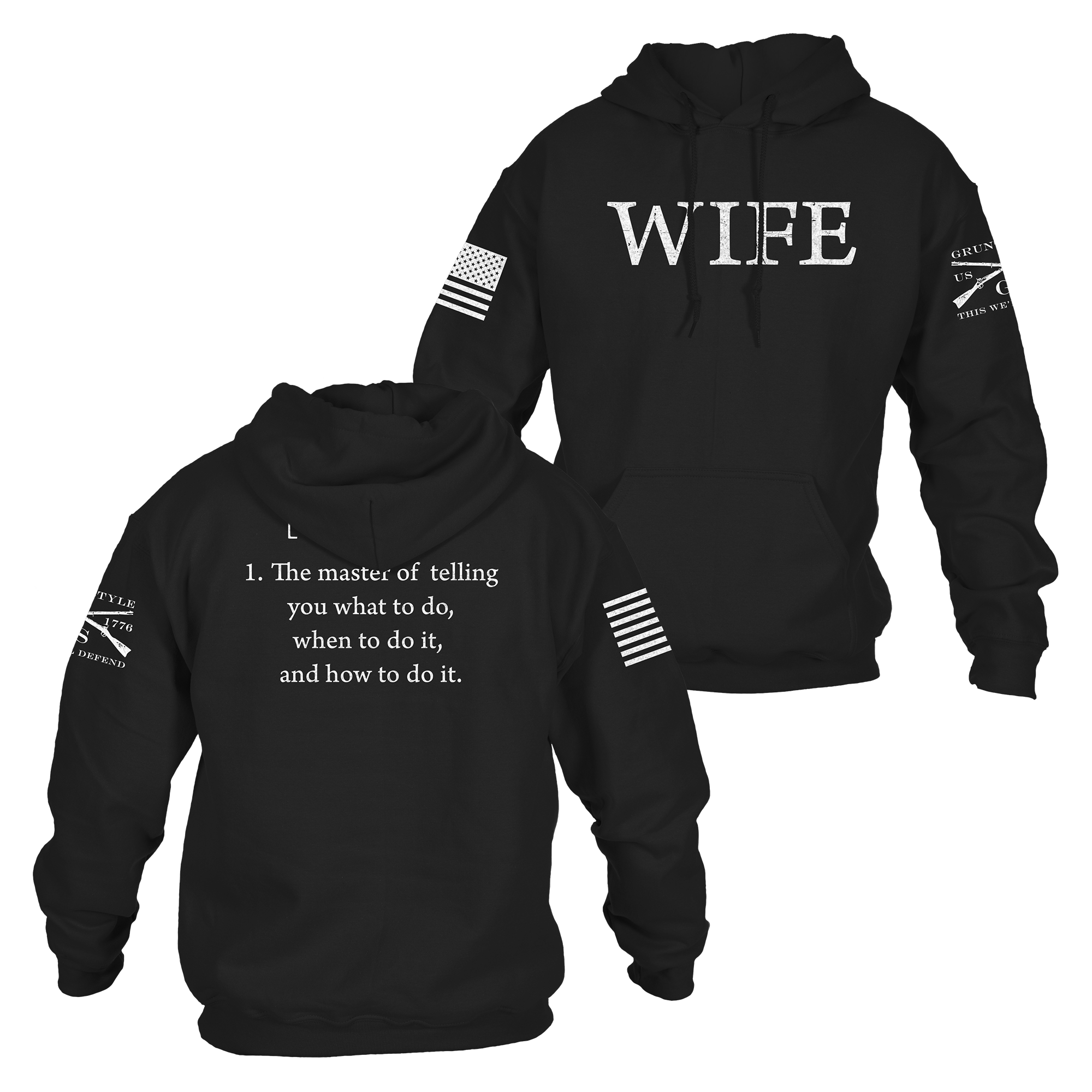 Women's Wife Defined Hoodie - Black, Hoodie for Woman| Grunt Style 