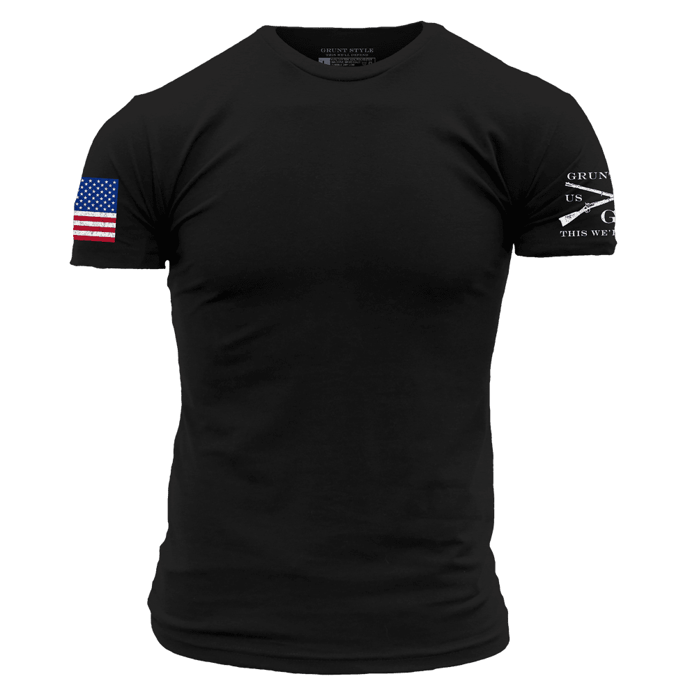 USA Flag Basic T-Shirts - Black - 5 Pack