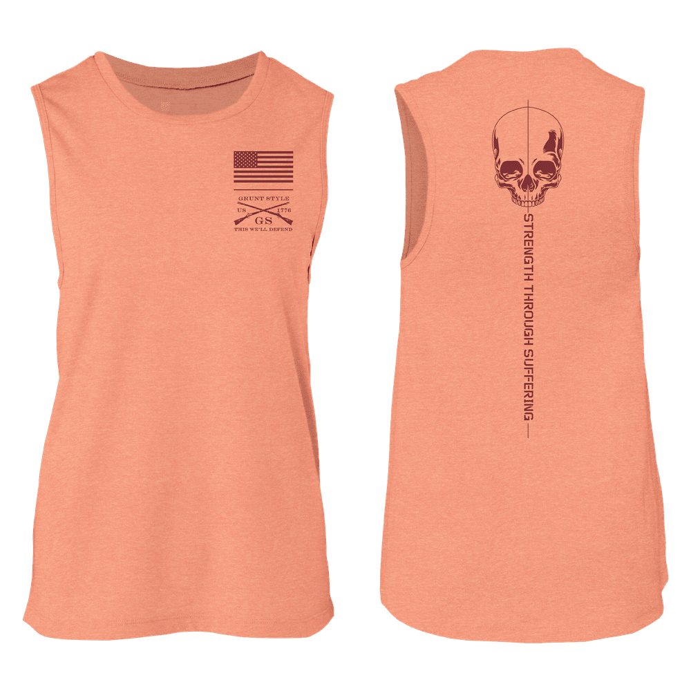 Women's Strength Through Suffering Everyday Tank - Heather Sunset