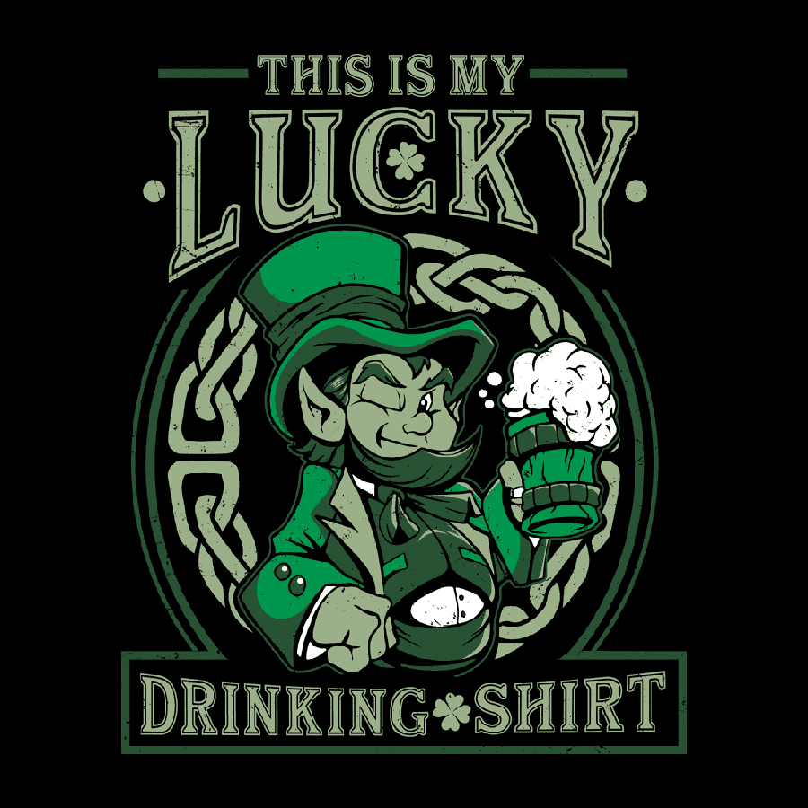 Lucky Drinking T-Shirt - Black