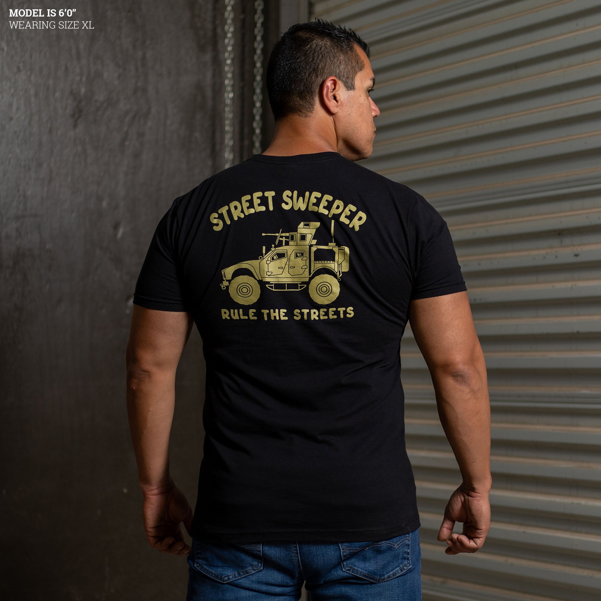 Street Sweeper T-Shirt - Black patriotic apparel tees for guys| Grunt Style