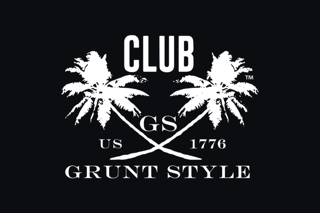 Club Grunt Style Logo with Palm Trees Join Today