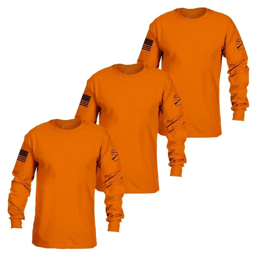 Grunt Style Basic Long Sleeve 3 Pack - Safety Orange ls tees