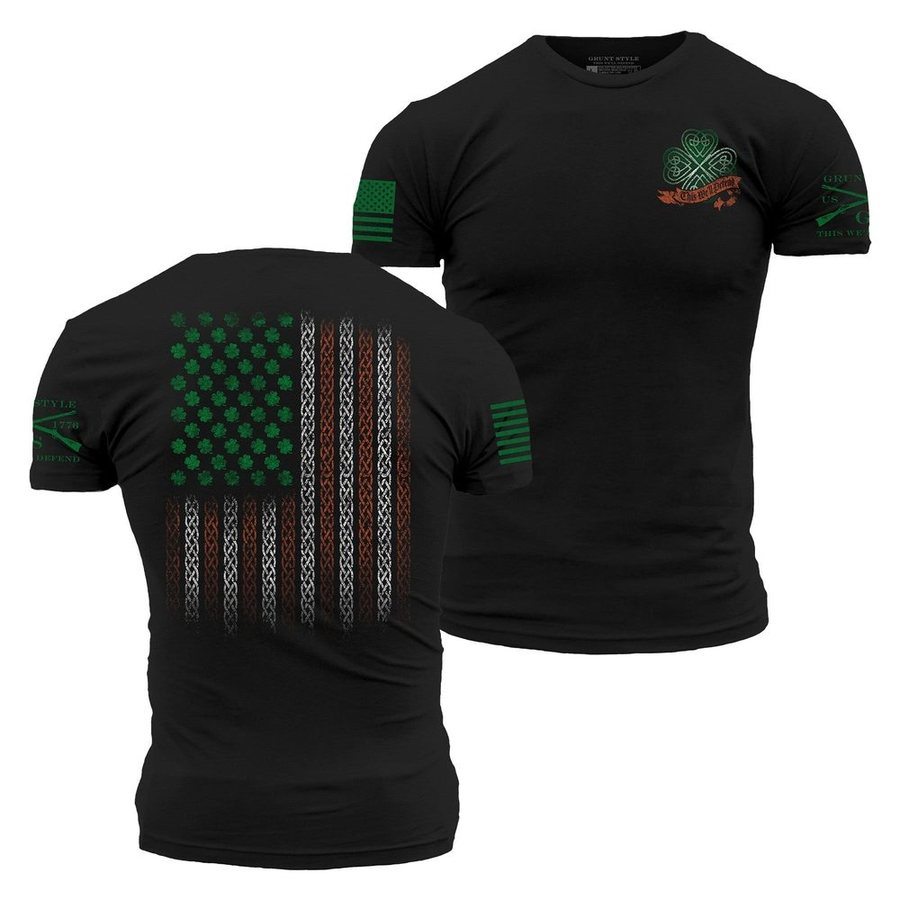 Grunt Style This We'll Defend Irish Colors T-Shirt - Black T-Shirt