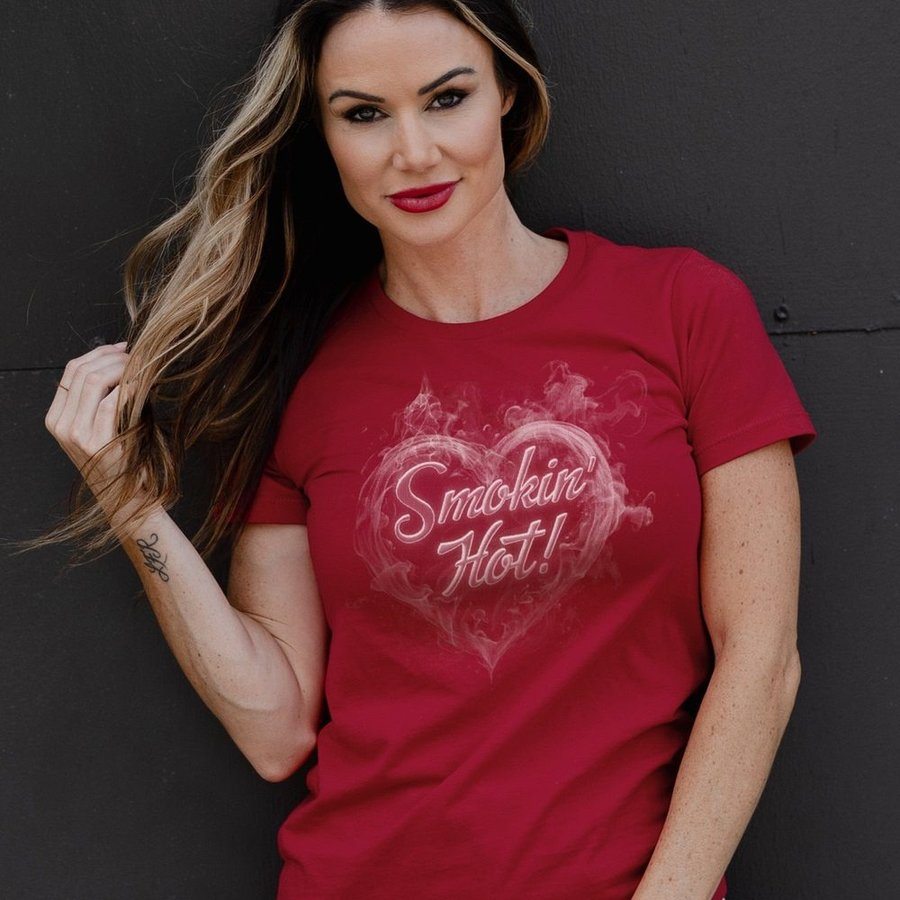 Grunt Style Women's Smokin' Hot Boyfriend Fit T-Shirt - Red T-Shirt