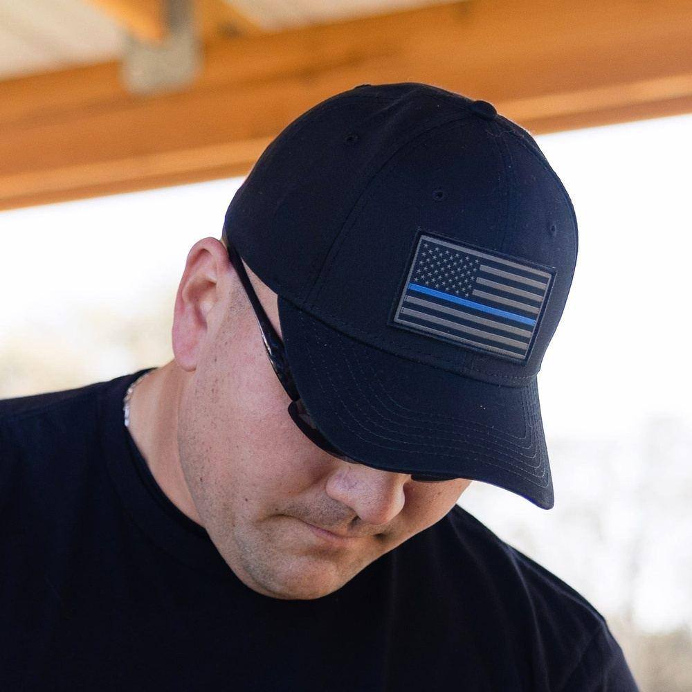Blue Line Police Flag Hat - Patriotic Gear – Grunt Style, LLC