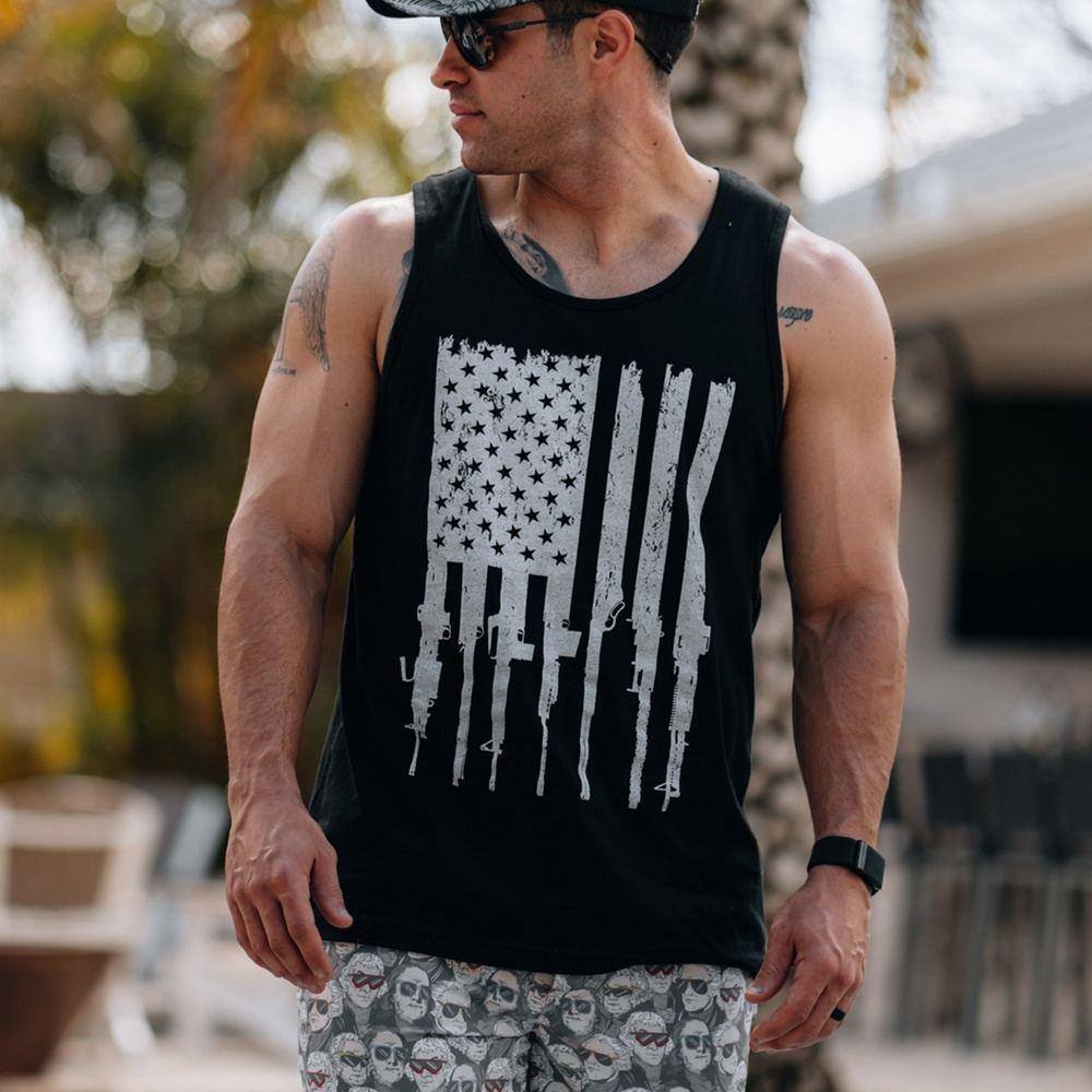 Rifle American Flag Tank for Men | Grunt Style