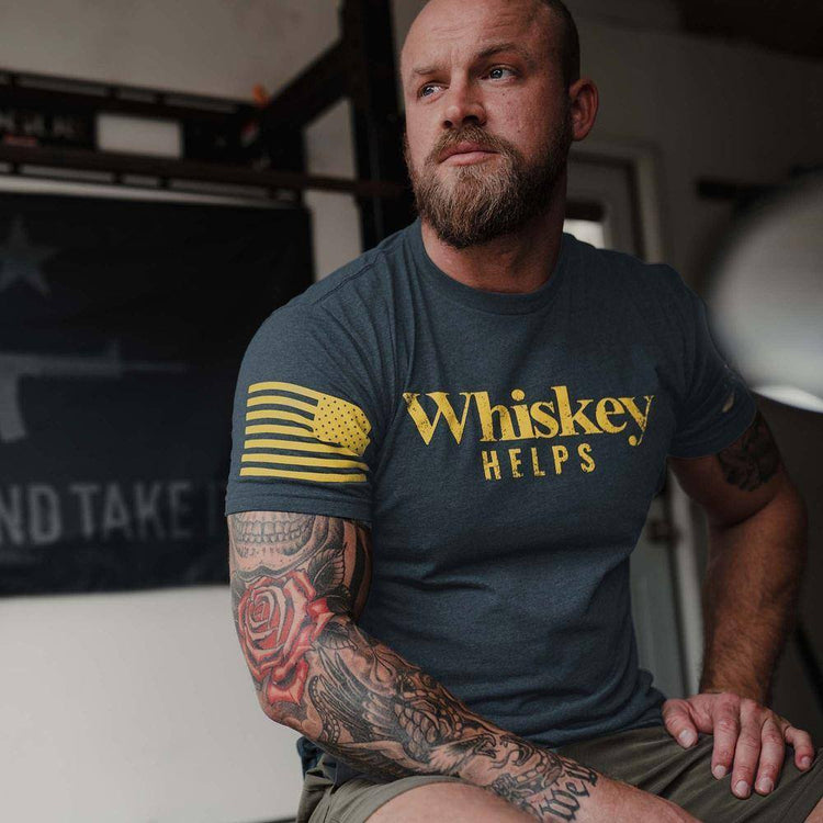 Whiskey Helps™ T-Shirt - Midnight Navy – Grunt Style, LLC