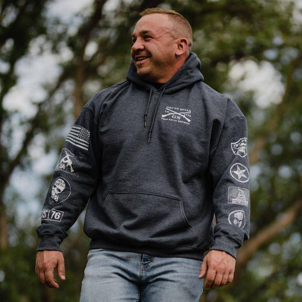 Men s Patriotic Hoodies Patch Sweatshirt Grunt Style LLC