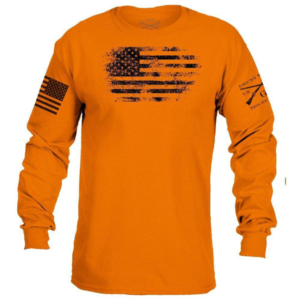 Orange Vintage Long Sleeve American Flag Shirt – Grunt Style, LLC