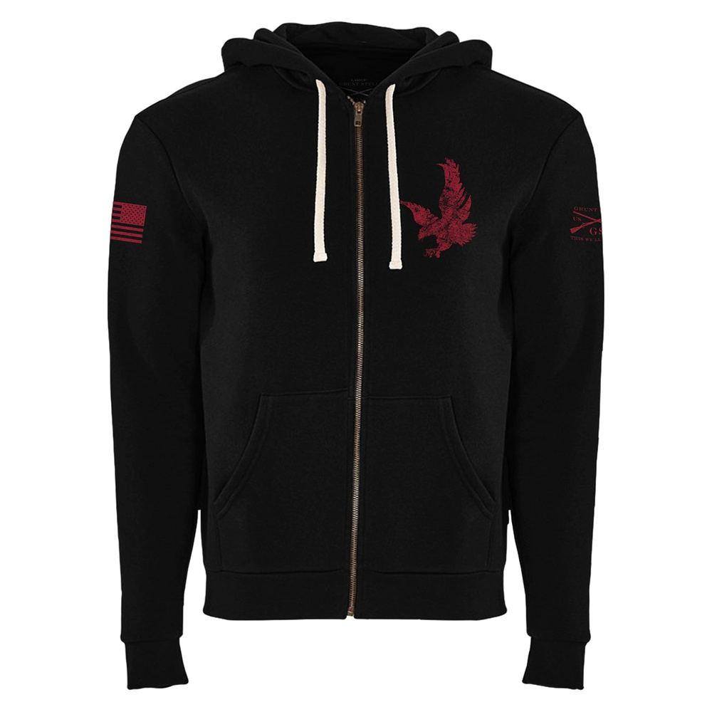 Hoodie Black Freedom Flag Full-Zip  | Grunt Style 