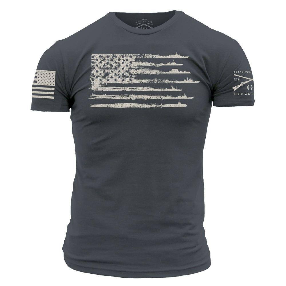 Men's Military T-Shirt - By Sea Flag - Dark Grey – Grunt Style
