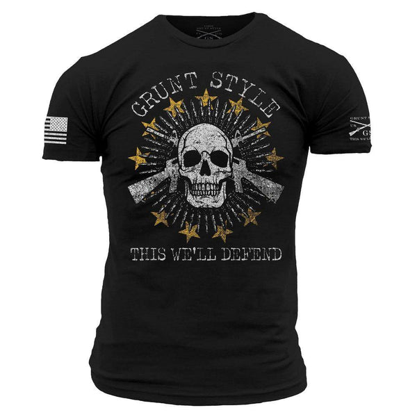 Crossed-Rifle Skull T-Shirt - Black