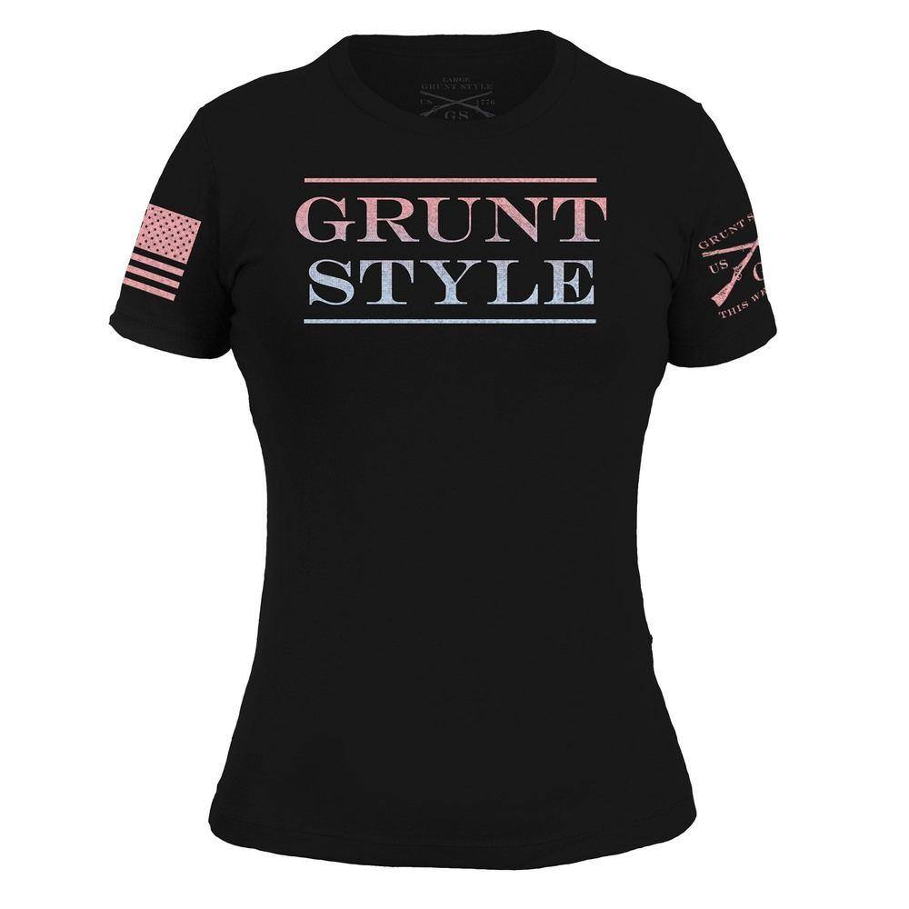 Women s Grunt Style Stacked Logo Ombre T Shirt Black