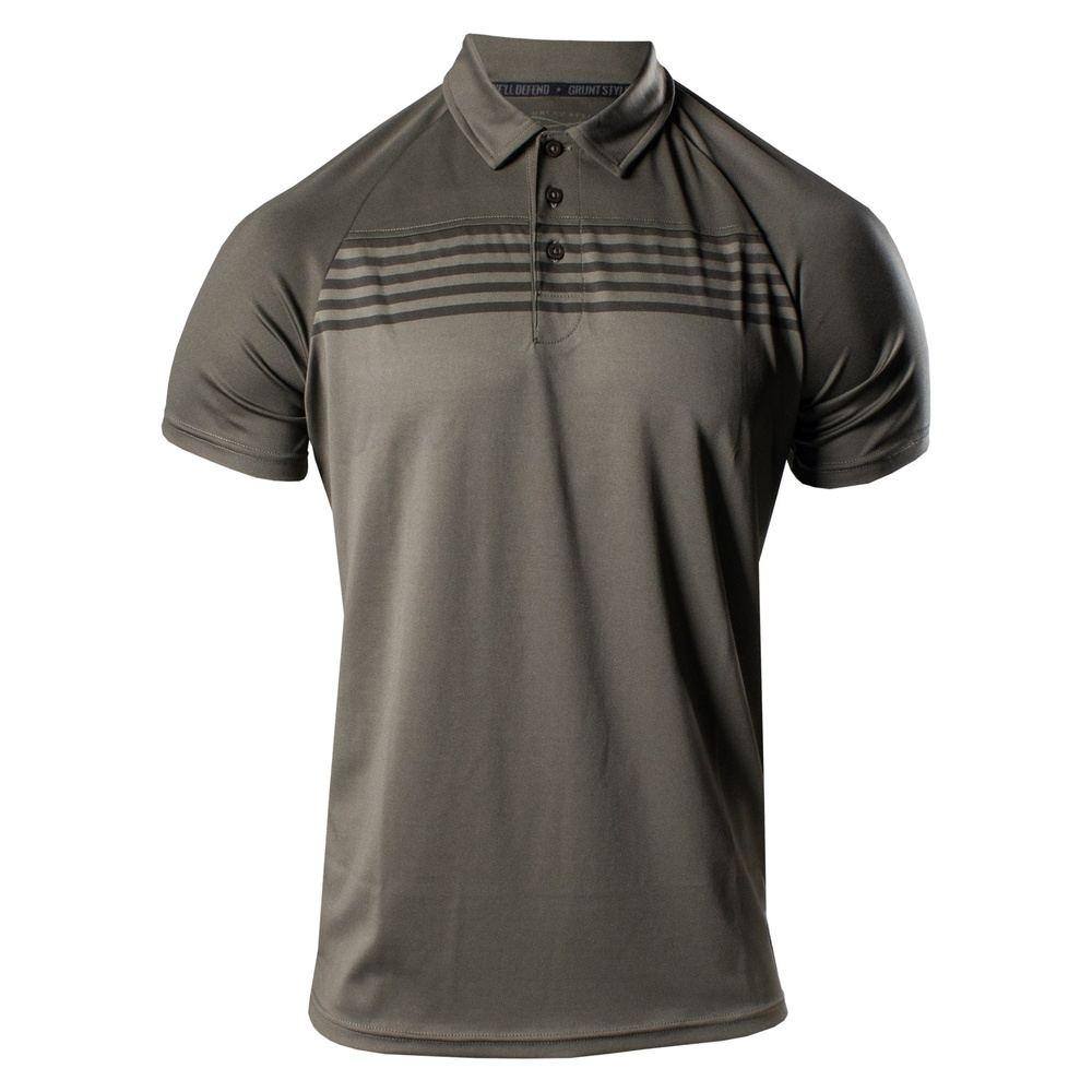 Chest Stripe Men's Casual Polo in Dark Olive | Grunt Style 